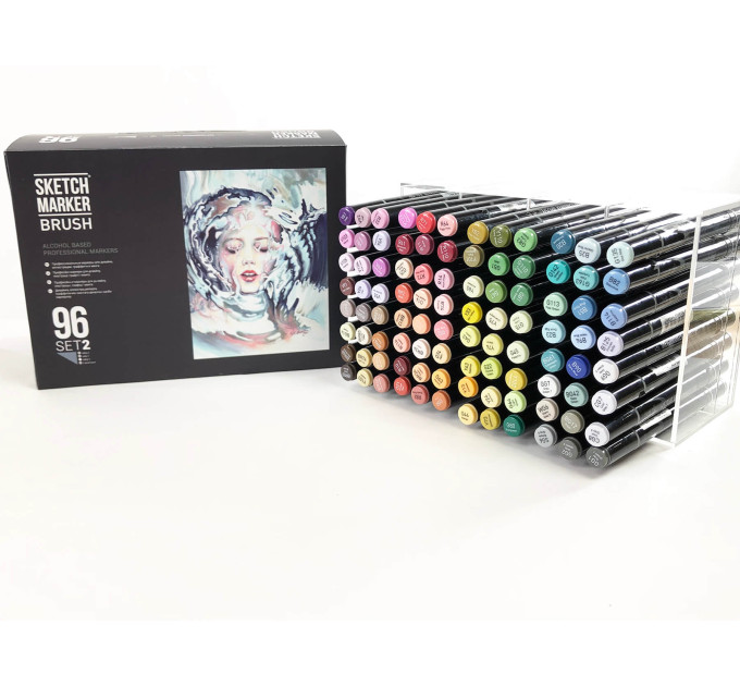 Набір маркерів SketchMarker Brush Set 2 96 шт. (В пластик. Кейсі), SMB-96SET2