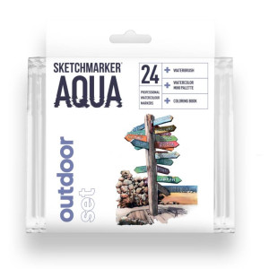 Акварельные маркеры набор SketchMarker Aqua Pro Outdoor, 24 цвет, SMA-24OUTD