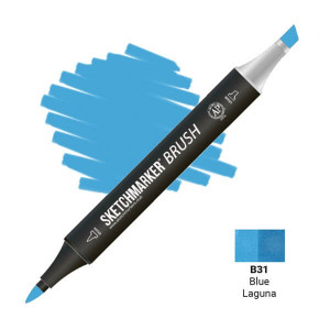 Маркер SketchMarker Brush B31 Blue Laguna (Синяя Лагуна) SMB-B31