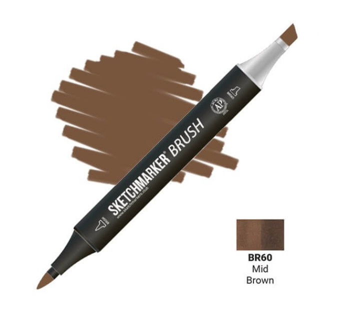 Маркер SketchMarker Brush BR60 Mid Brown (Середній коричневий) SMB-BR60