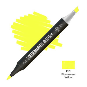 Маркер SketchMarker Brush FL1 Флуоресцентний жовтий SMB-FL1