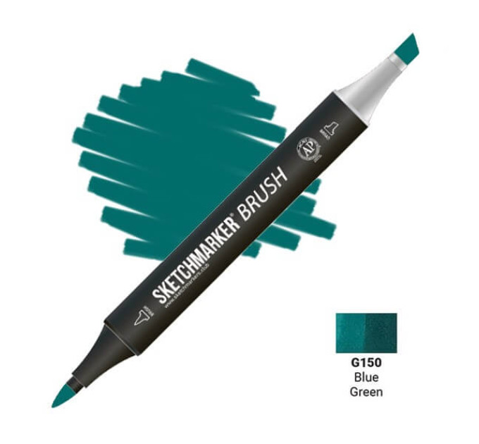 Маркер SketchMarker Brush G150 Blue Green (Синувато-зелений) SMB-G150