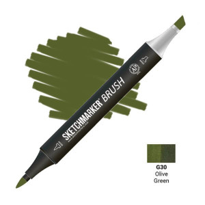 Маркер SketchMarker Brush G30 Olive Green (Оливковий зелений) SMB-G30