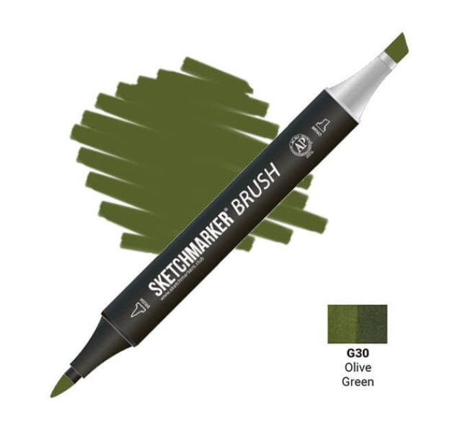 Маркер SketchMarker Brush G30 Olive Green (Оливковий зелений) SMB-G30