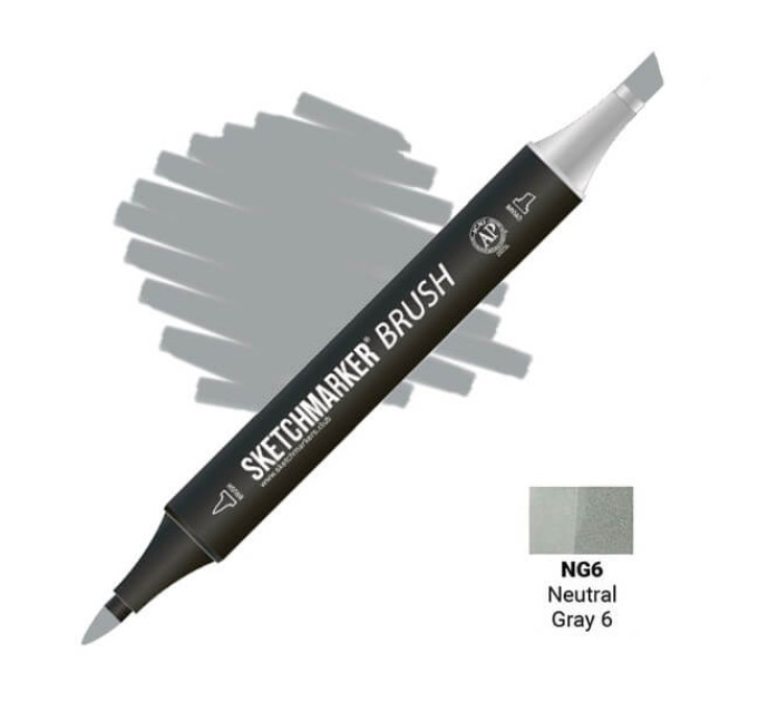 Маркер SketchMarker Brush NG6 Neutral Gray 6 (Нейтральний сірий 6) SMB-NG6