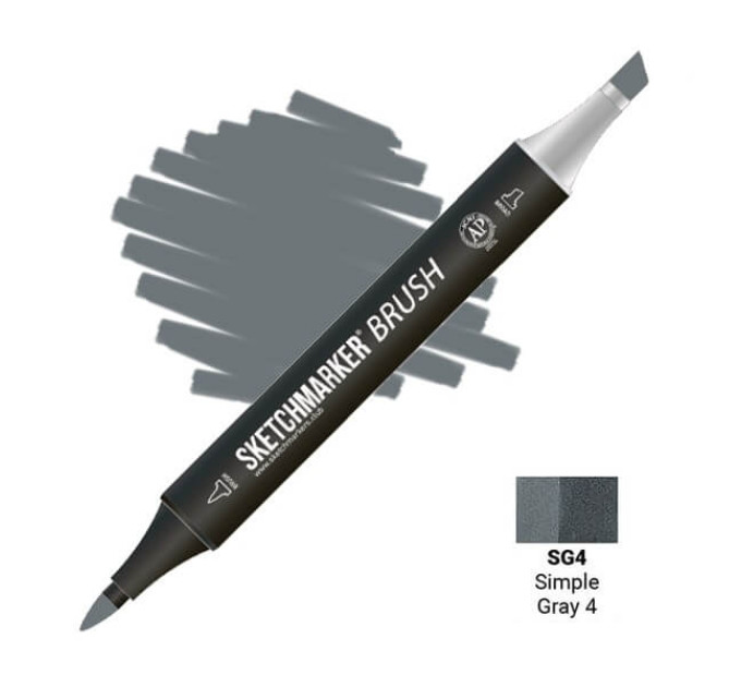 Маркер SketchMarker Brush SG4 Simple Gray 4 (Простий сірий 4) SMB-SG4