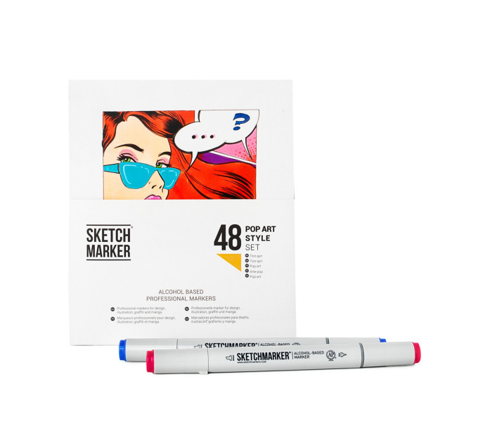 Комплект маркерів SketchMarker Pop Art Style - Поп Арт 48 шт. (В пластик. Кейсі), SM-48POPART