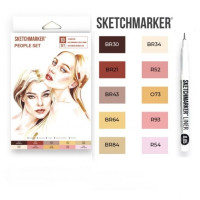 Маркери SketchMarker People, 10 шт (лінер + скетчбук), SM-10PEOPL