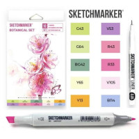 Маркери SketchMarker Botanical, 10 шт (лінер + скетчбук), SM-10BOTN