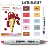 Маркери SketchMarker Basic 2 Базові кольори 2, 10 шт (лінер + скетчбук), SM-10BAS2