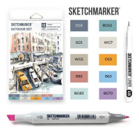 Маркери SketchMarker Outdoor, 10 шт (лінер + скетчбук), SM-10OUTD