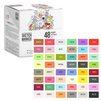 Набір маркерів SketchMarker Baby Style - Ніжні відтінки 48 шт. (пластиковий пенал), SM-48BABY