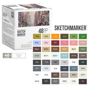 Набір маркерів SketchMarker Royal grey - Королівський сірий 48 шт. (пластиковий пенал), SM-48ROYAL