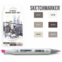 Маркери SketchMarker набір 6 шт, Warm Gray, Мокрий сірий SM-6WMGR