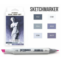 Маркери SketchMarker набір 6 шт, Cool Gray, Відтінки Сірого SM-6CGR