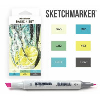 Маркери SketchMarker набір 6 шт, Basic 4 Базові кольори 4, SM-6BAS4