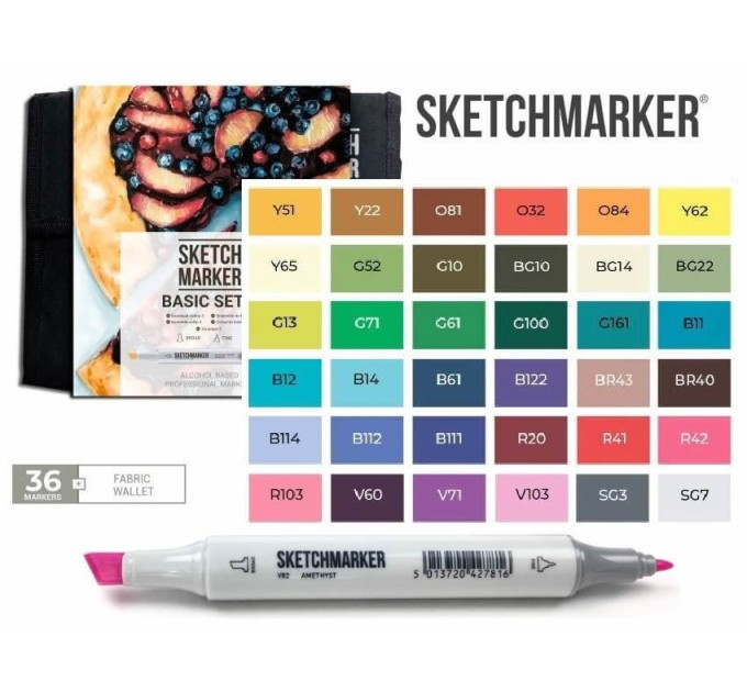 Маркери SketchMarker набір 36 шт Basic 3 Базові кольори 3, SM-36BAS3