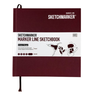 Скетчбук SketchMarker 163х163 мм 48 л 160 г, твердый переплет, Винный, MLHSQ / BURG