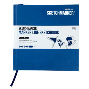 Скетчбук SketchMarker 163х163 мм 48 л 160 г, твердый переплет, Синий, MLHSQ / BLUE