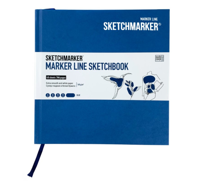 Скетчбук SketchMarker Marker & Graphic 163х163 мм 48 л 180 г, твердый переплет Синий, MGLHSQ / BLUE