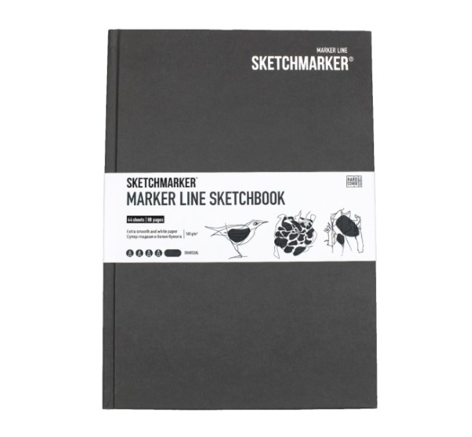 Скетчбук SketchMarker В5 44 л 160 г, твердый переплет, Угля, MLHM / CHARC
