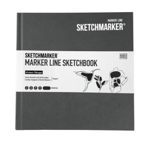 Скетчбук SketchMarker 163х163 мм 48 л 160 г, твердый переплет, Угля, MLHSQ / CHARC