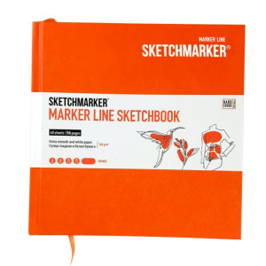 Скетчбук SketchMarker 163х163 мм 48 л 160 г, твердый переплет, Оранжевый, MLHSQ / ORAN