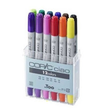 Набір двосторонніх маркерів, що заправляються Copic Ciao Basic Set, 12 шт, акриловий кейс