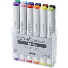 Набір спиртових маркерів у акриловому кейсі Copic Sketch Colour Set, 12 шт