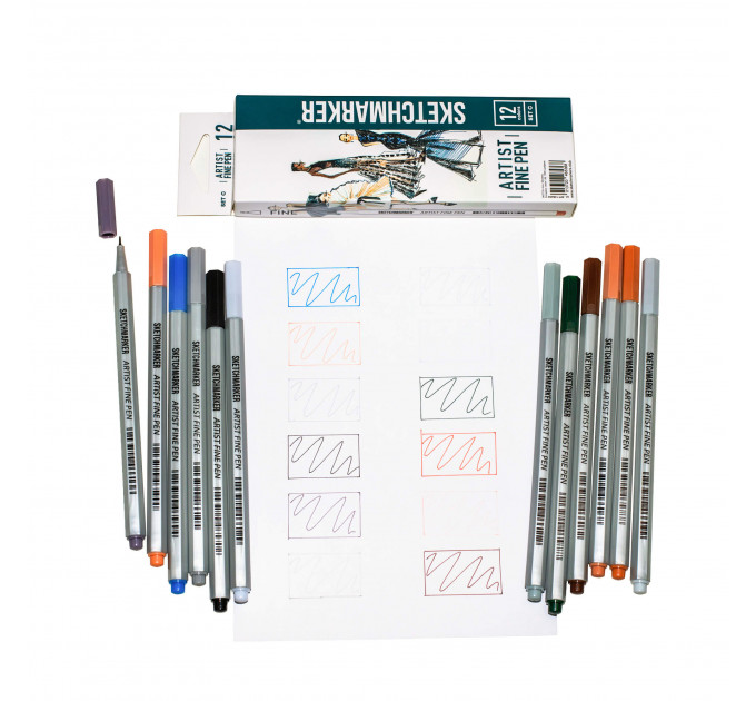 Набір Лайнерів SketchMarker ARTIST Fine Pen Basic 3, 12 кол. AFP-12BAS3