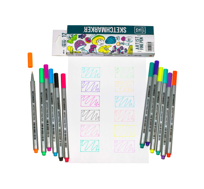 Набір Лайнерів SketchMarker ARTIST Fine Pen Basic 4, 12 кол AFP-12BAS4