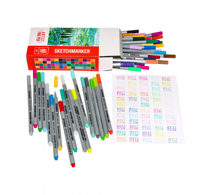 набір Лайнеров SketchMarker ARTIST Fine Pen Basic, 60 цв AFP-60SET