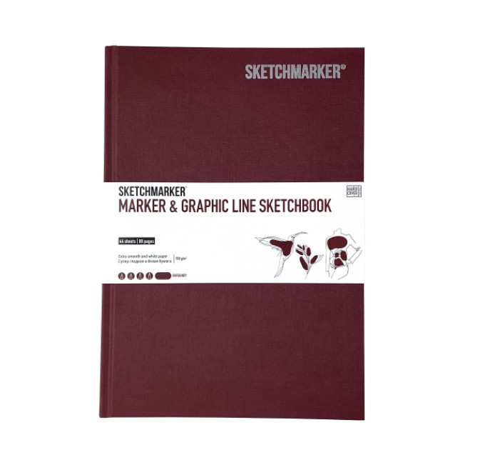 Скетчбук SketchMarker В5 44 листов, 180 г, слива, MGLHM / BURG