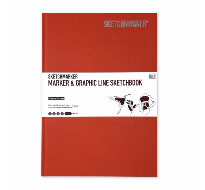 Скетчбук SketchMarker В5 44 листов, 180 г, красный, MGLHM / LRED