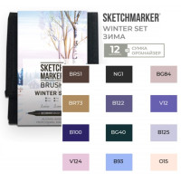 Маркери набір SketchMarker Brush Зима 12 шт, SMB-12WINT