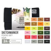 Маркери набір SketchMarker Brush Їжа 24 шт, SMB-24FOOD