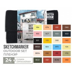 Набор маркеров SketchMarker Brush Внешний воздух 24 шт, SMB-24OUTD